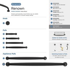 Amerock BP54056 Renown 18″ Center to Center Handle Appliance Pull – Black