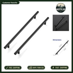 Elegant Matte Black Cabinet Handles 12-1/2″ Long, 10 Pack – Durable T-Bar Style