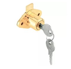 Prime-Line Bright Brass Gold Steel Cabinet/Drawer Lock
