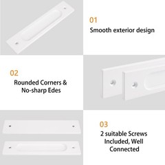 2 PCS Warm White 180 mm Rectangular Recessed Sliding Door Pulls Flush Handle