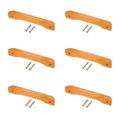 6Pcs 128mm/5″ Hole Spacing Bridge Drawer Pull Handles(Light Brown, 161mm Length)