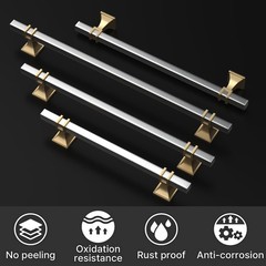 Lepatape 10 Pack 7-1/2 Inch Modern Silver Gold Cabinet Pulls Stainless Steel Zin