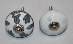 16 white & blue/gray 1.5″ ceramic drawer cabinet knobs pulls various designs lot