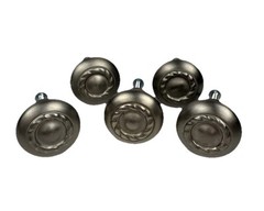 Lot Of 5 Cabinet Knobs Brushed Nickel 1.25” x 1” With Screw Knob EUC