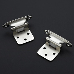 50 Pack 25 Pairs 1/2 Inch Overlay Cabinet Door Hinges Kitchen Satin Nickel Semi-