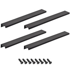 Edge Pull Handle 400mm/15.7 Inch Aluminum Alloy Cabinet Pull Black 4Pcs