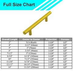 Gold Brushed Satin Brass Stainless Steel T Bar Pull Kitchen Cabinet Handle 2″-14