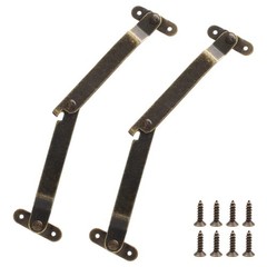 2Pcs Brass Lid Support Hinges, Left and Right Folding Lift Up Stay Hinge with…