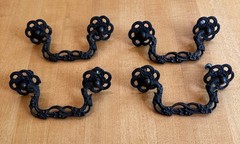 4 Vintage Cast Pierced Dresser Drawer Pulls Colonial Revival/French Provincial