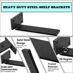 Premium Heavy Duty Shelf Brackets – 0.2In Thick Black L Shape Shelf Bracke