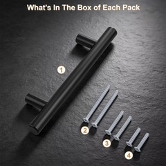 30 Pack Hole Centers 3-3/4Inch Matte Black Kitchen Cabinet Handles, Stainless St