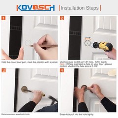 6 Pack 2-1/8 Round Closet Door Finger Pull, Black, Snap-In, Sliding, Set