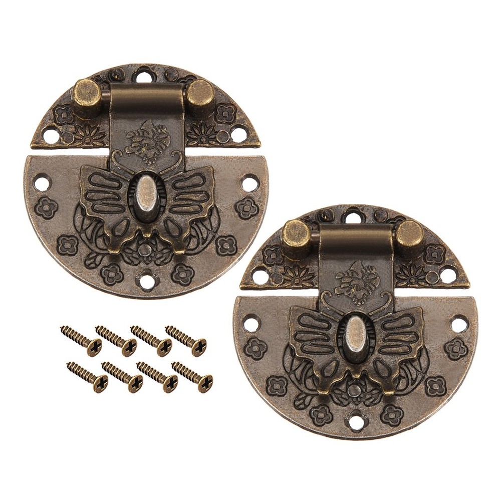2-Sets Wood Case Chest Box Rectangle Clasp Closure Hasp Latches Bronze Tone,40mm