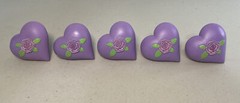 5 Pc Purple Heart W/ Rose Kids Dresser Drawer Pull Handles 2 5/8”