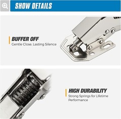 Soft Close Concealed Cabinet Hinges 4PCS Heavy Duty Surface Mount Kitchen Door H