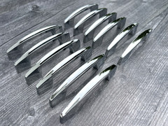 Lot of 12 Vintage Mid Century Modern Silver Chrome Drawer Pulls Atomic Metal