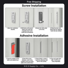 12 Pack Ultra Thin Magnetic Cabinet Door Catches with Adhesive and Screws