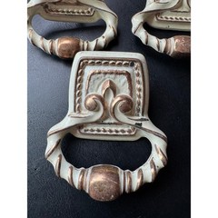 Vintage Amerock Bonaventure fixed ring pulls in a Regency White and Gold finish