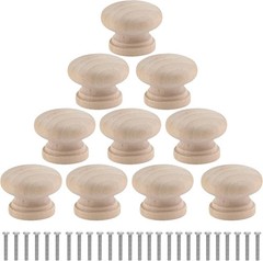 30 Pcs round Wooden Cabinet Knobs 1-1/8″ (28Mm) Unfinished Wooden Pulls Mushroom