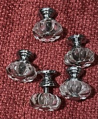 Glass And Silver Drawer’s Knobs Set Of Five