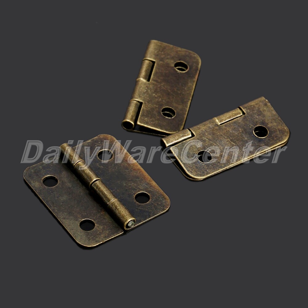 12Pcs Antique Brass Door Cabinet Hinge Jewelry Wooden Box Drawer Hinges Hardware