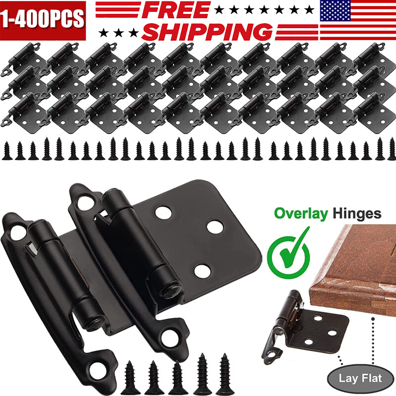 Overlay Cabinet Door 1/2 inch Hinges Self-Closing Face Mount Hinge W/Screw Lot