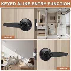 Pack Entrance Door Levers Door Lock in Black, Keyed Entrance-Keyed Alike 6