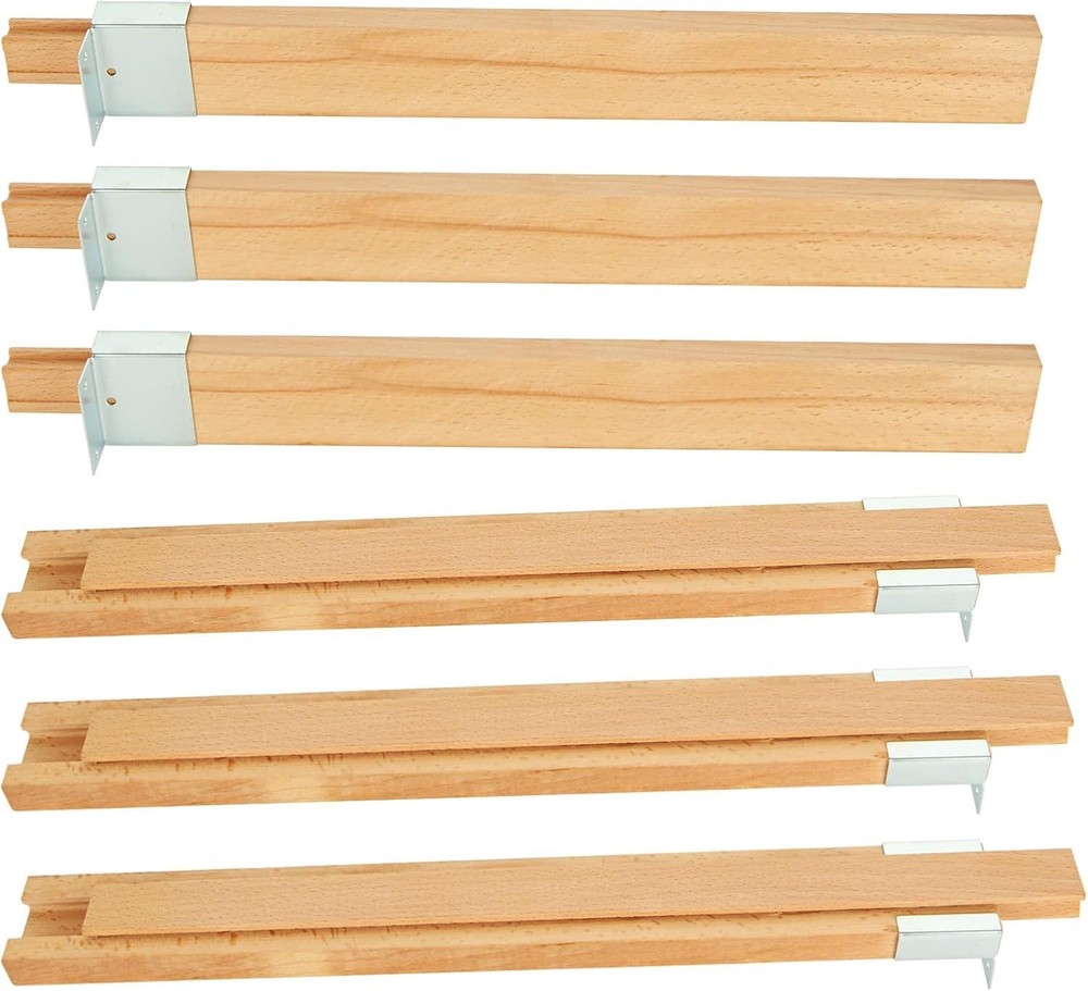 6PCS 16 Inch Wood Drawer Slides Bottom Mount, Classic Traditional Wood Center Gu