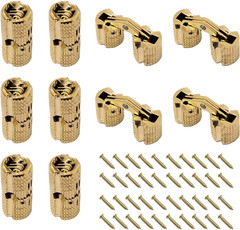 10Pcs 0.315Inch (8Mm) Brass Barrel Hinges Hidden Invisible Cabinet Furniture Hin