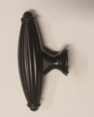Black Fluted T-Knob Cabinet Kitchen Handle Pull
