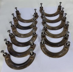 Lot of 12 Vintage Brass MCM Cabinet Drawer Pulls Half Circle Style Design