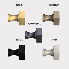 Brass Gold, Black, Antique Gold, Grey And Silver Hexagonal Cupboard Door Knobs