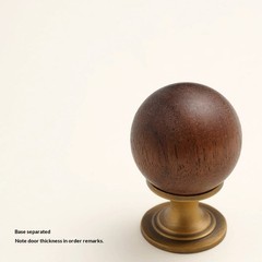 Vintage Handmade Round Knob – Solid Walnut & Brass Pull for Cabinet Drawer