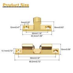 2Pcs 69.2mm Zinc Alloy Double Ball Tension Roller Catch for Cabinet Door Gold
