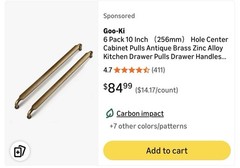 Goo-Ki 6 Pack 10 Inch Hole Center Cabinet Pulls Antique Brass Zinc Alloy