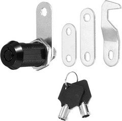 PATIKIL 1-1/8 Inch Black Cabinet Locks with Black Keys, 1 Pack Zinc Alloy Cam