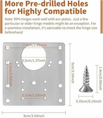 ON SALE 4x/8x Hinge Repair Plate Stainless Steel Bracket Kit 3.54 x 3.54 inches
