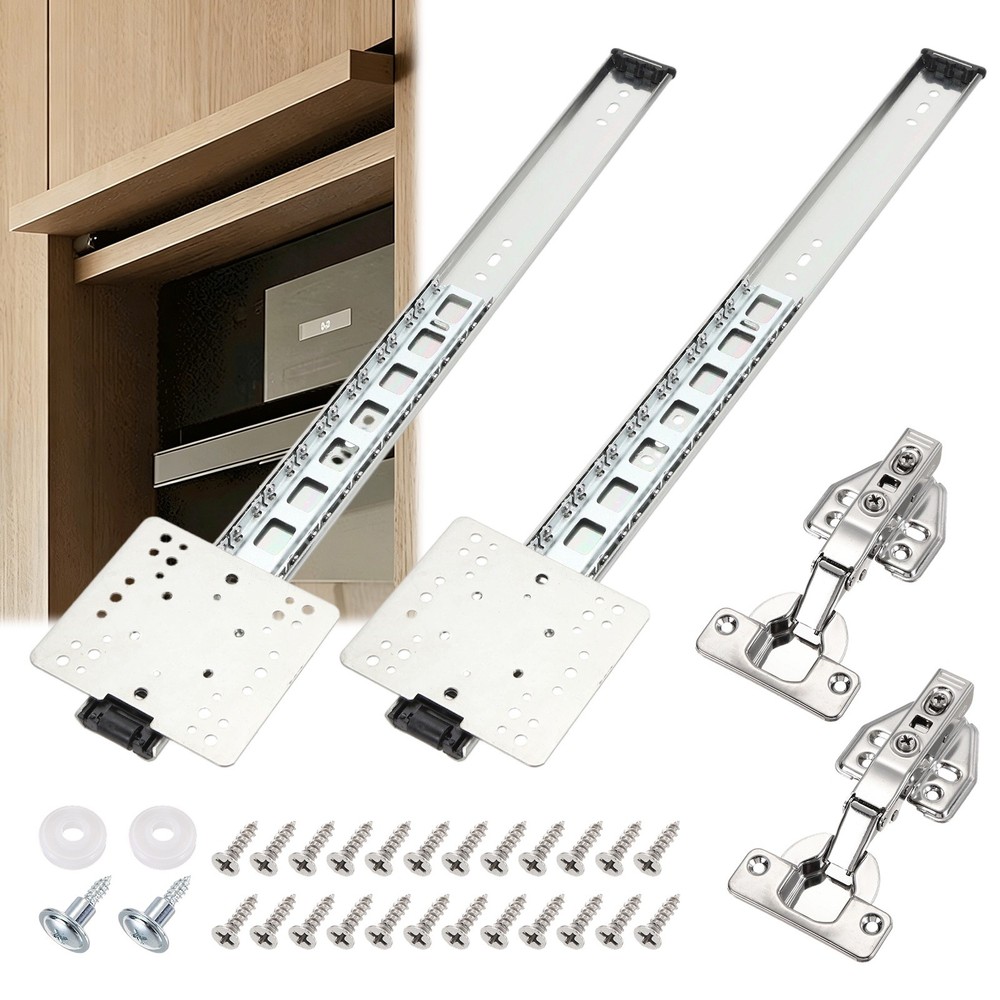 2 Set 18″ Pocket Door Slide Pocket Door Hardware KitW/ Hinges & Screws, Silver