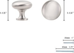 4 PK. SATIN NICKEL FINISH SOLID DRAWER DRESSER KNOBS