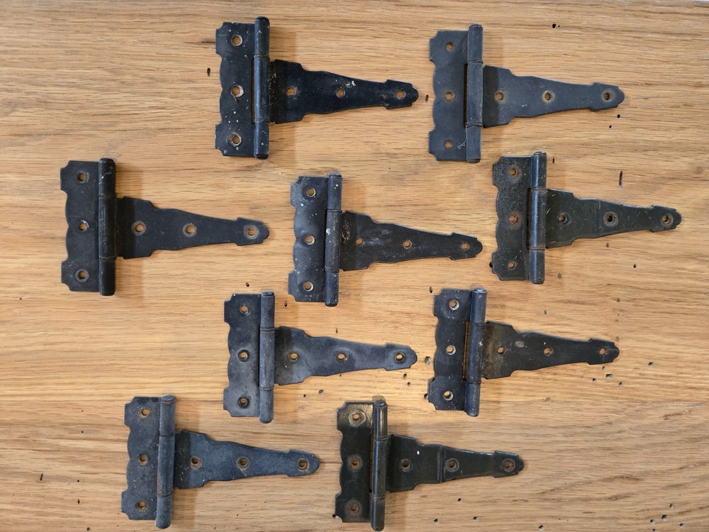 Cabinet Door Hinges, 3-1/4″ x 5″ Pre-Painted Steel, Black, Lot of 9