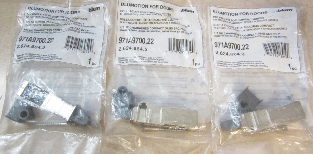 Set 3 New BLUM BLUMOTION Cabinet Door Concealed SOFT CLOSE, 971A970-01.01