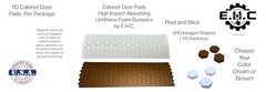 Cabinet Door Soft Bumper Pads/ 110 Urethane Foam 3/8″ Hexagon 1/8 Thick Cream