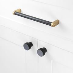 5 Pack 3 Inch Knurled Black and Gold Cabinet Pulls Matte Black Brushed Gold