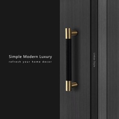 10 Pack丨5 Inch Black and Gold Kitchen Cabinet Pulls Handles Black Leather Dra…