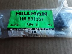 Hillman Bar Knob 5/16- 18, Threaded, New, Set Of 2