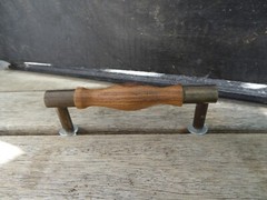 Bronze Metal & Wood HANDLE Drawer Pull ~ Industrial Modern Urban Farmhouse Sleek