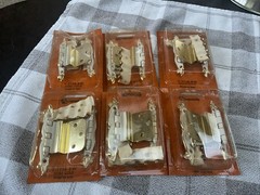 Vintage Amerock Provincial Hinges T 7738 BW Ivory Gold Brass NOS 3/8″ inset