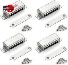 Cabinet Door Magnets, 60 Lbs Strong Magnetic Catch, Heavy Duty, 4 Pack, Silver