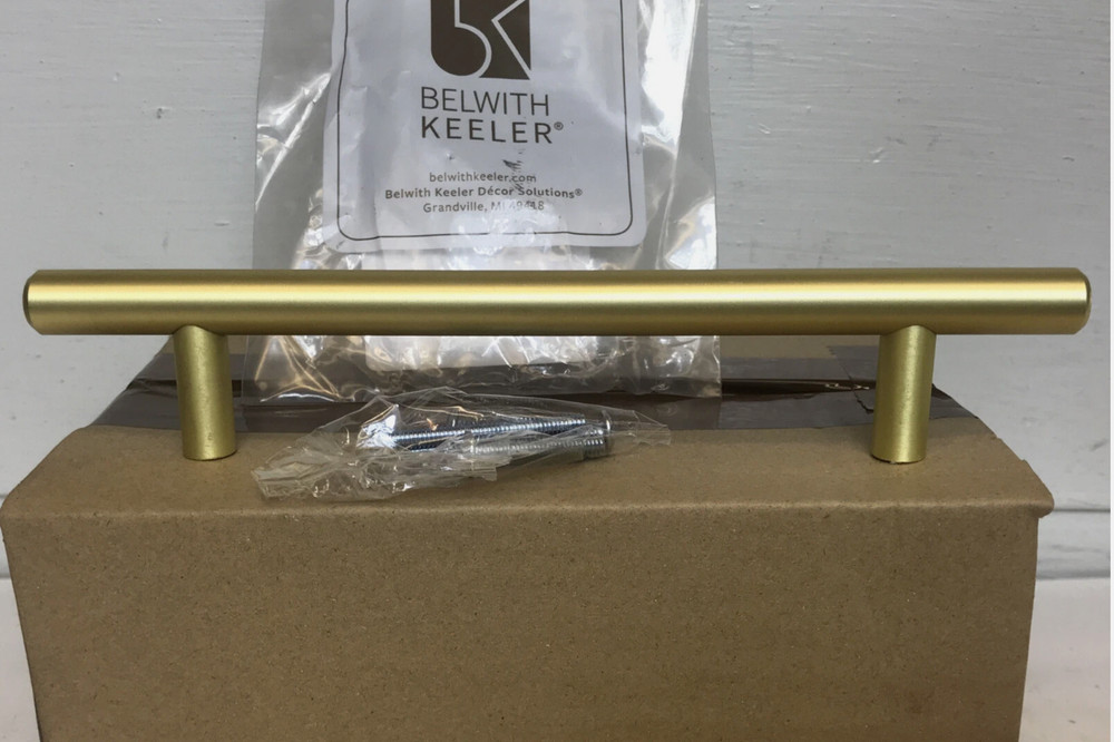 Belwith-Keeler B076753-RLB Contemporary Bar Pull 128mm Center, Royal Brass 10 PK