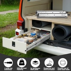 Heavy Duty 22″ Locking Drawer Slides – Full Extension, 250 lb Capacity, Side Mou